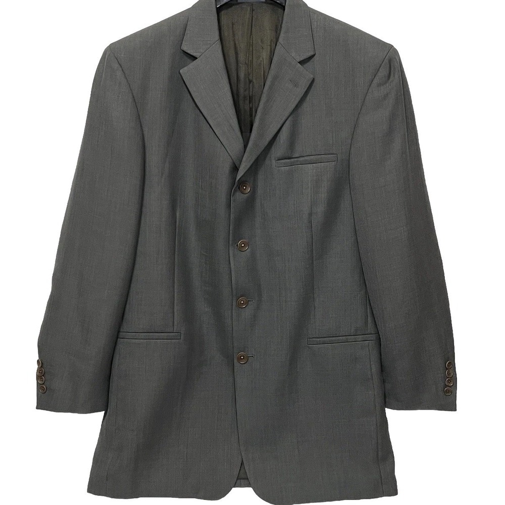 Geoffrey Beene Blazer Sport Coat‎ Jacket 4 Button Gray Notch Lapel Men Size 42 L
